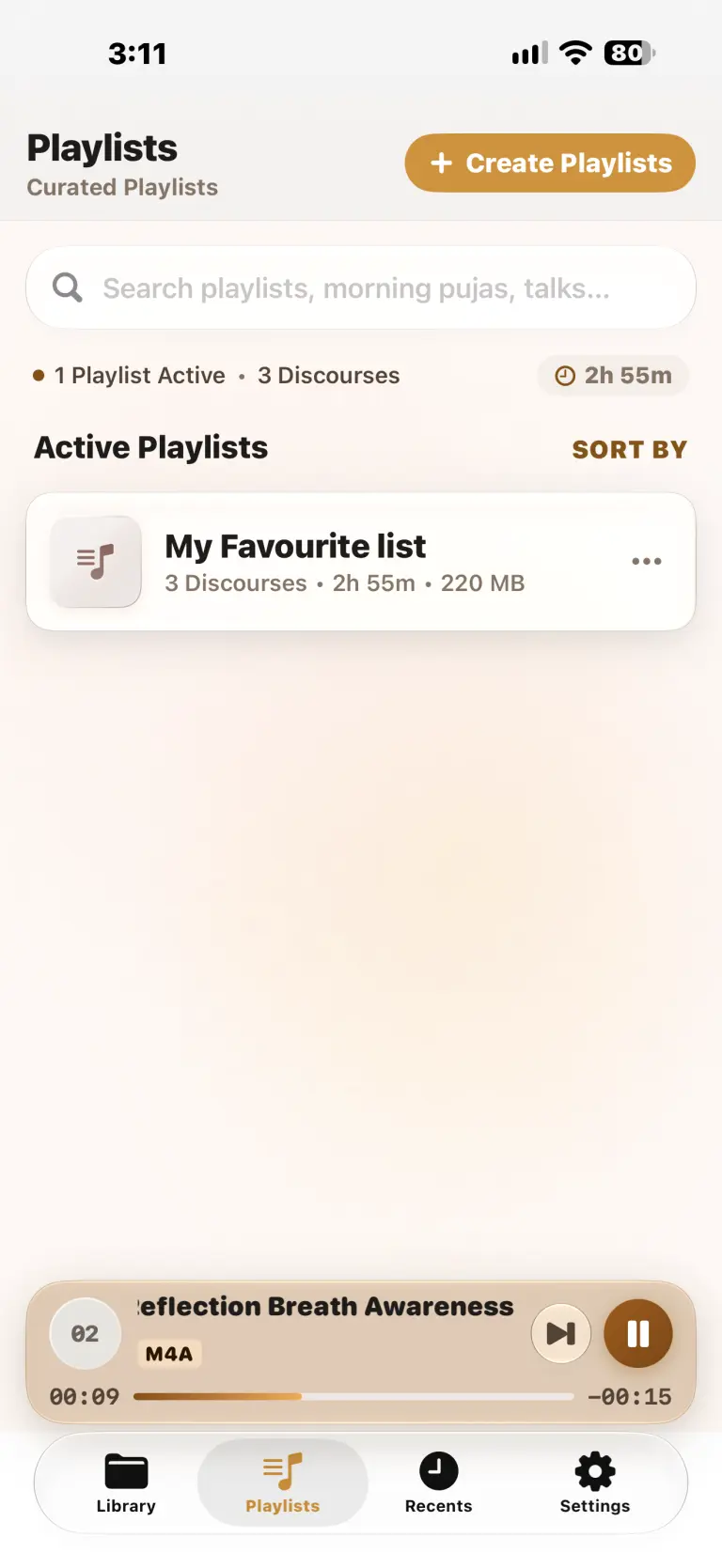 Sati Player playlists